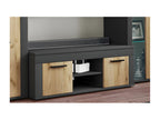 Meubiana Wooden TV Stand Lowboard Console Table, 102 cm Wide, Usilo L, Anthracite/Honey Oak