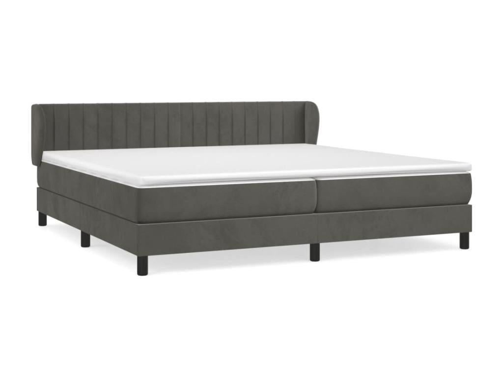 Meubiana bed base and mattress, Dark Grey 200x200cm Velvet