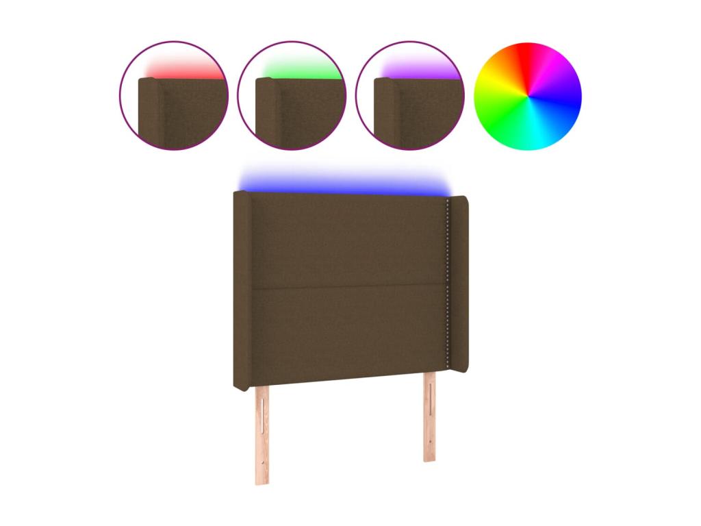 LED Headboard, Dark Brown, 103x16x118/128 cm, Fabric ZGJN18549