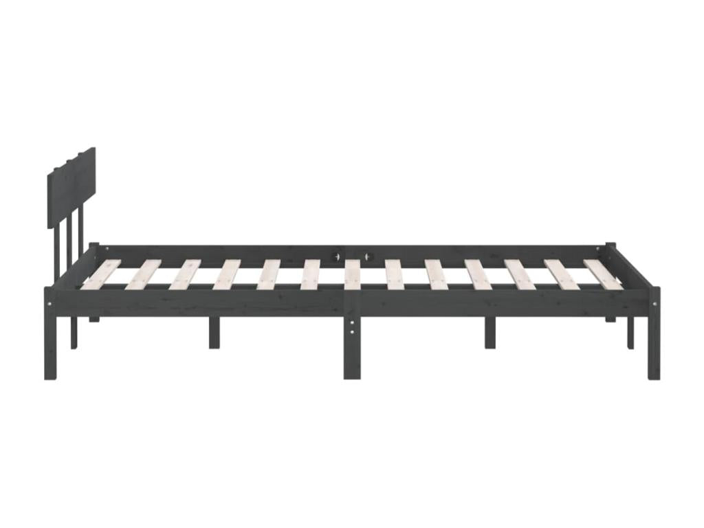 Grey Bed Solid Pine Wood 150x200 UK Meubiana 3