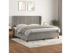Upholstered bed base and mattress, light grey, 200x200cm, velvet, CIYU29421