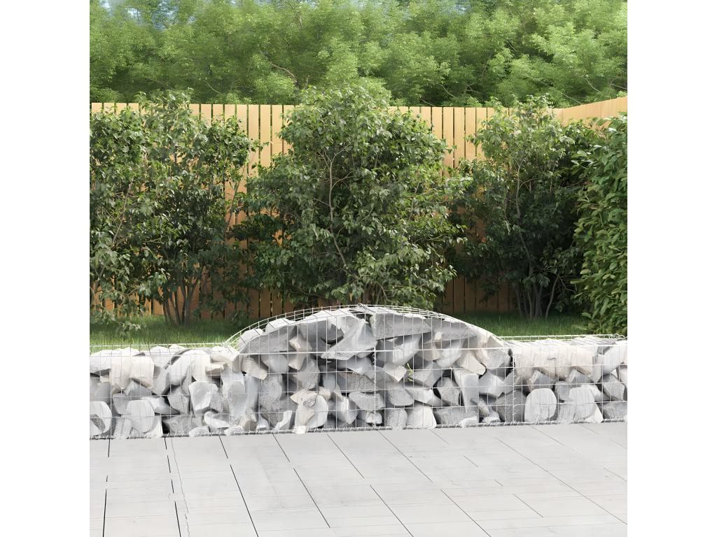6-piece arched gabion baskets, 300x50x40/60 cm, galvanized iron