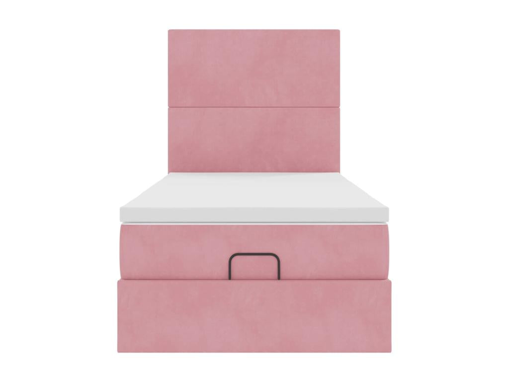 Ottoman bed frame with pink velvet mattress 100x200 cm