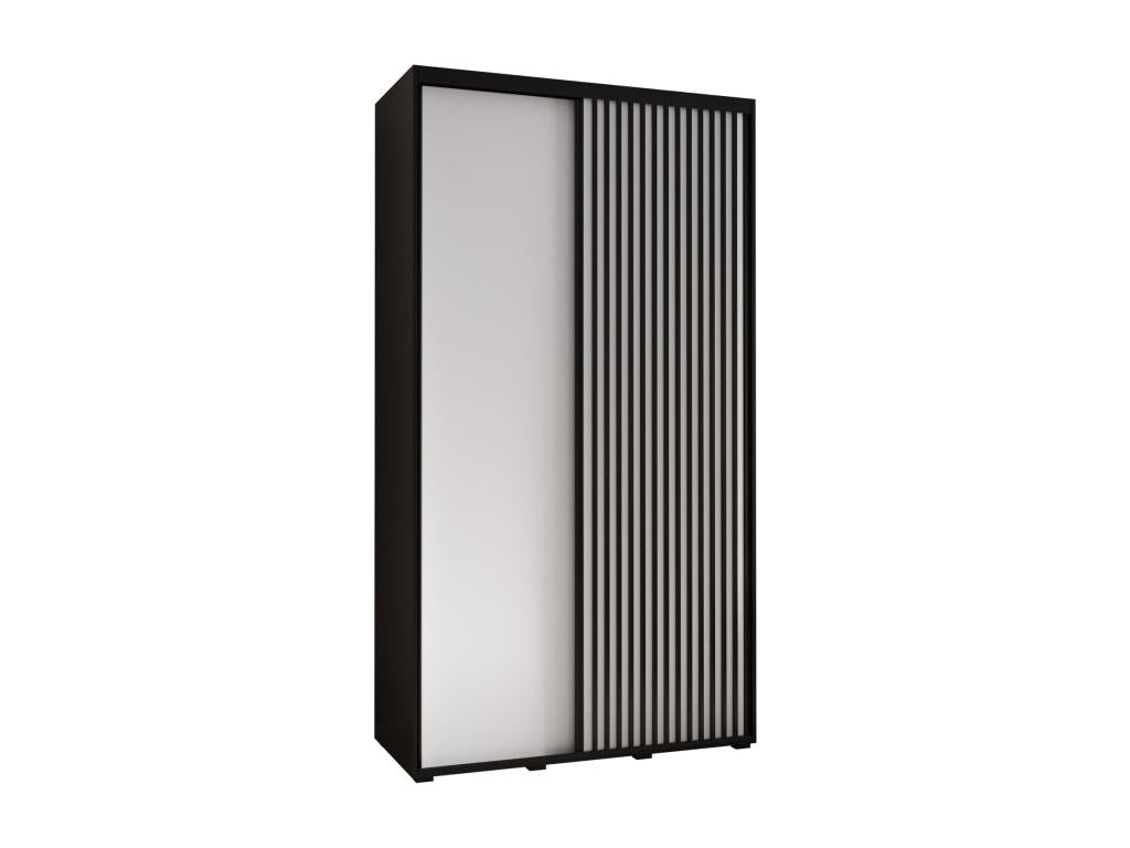 Meubiana 1 Sliding Door Wardrobe 205.2/130/60 2 Doors Black/White