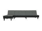 Dark grey L-shaped sofa bed 255x140x70 cm fabric