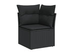 10-piece garden furniture set with cushions, black woven resin KRTP06704