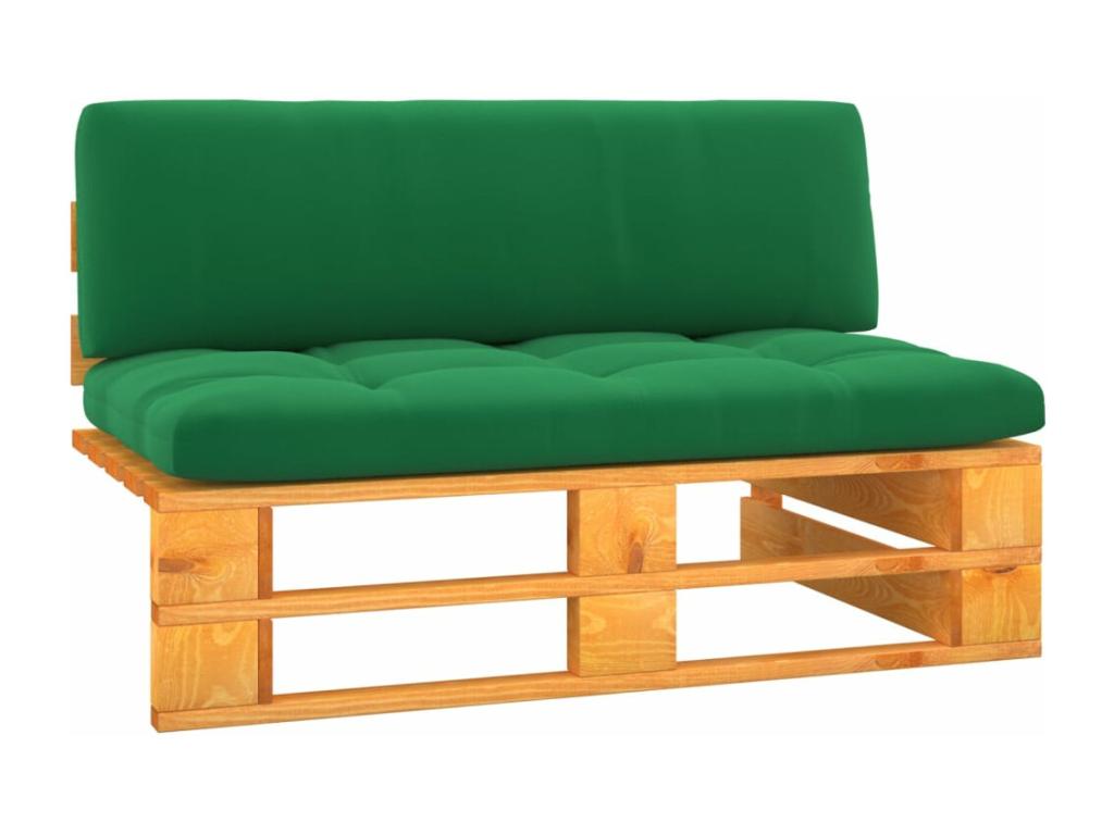 Central sofa made of honey-brown pine-impregnated garden pallet