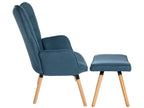 Armchair with Stool - Fabric/Wood - Blue - Laviecasa VYLE43146