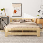 Single bed 140x200cm with wooden frame - Natural