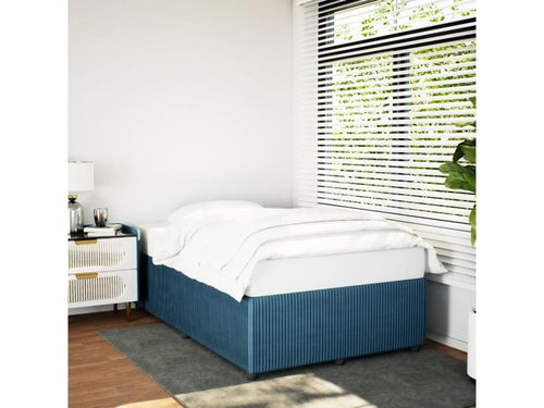 Blue velvet bed frame without mattress, 120x190 cm