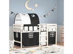Children's loft bed and tunnel, white/black, 90x190 cm, solid pine