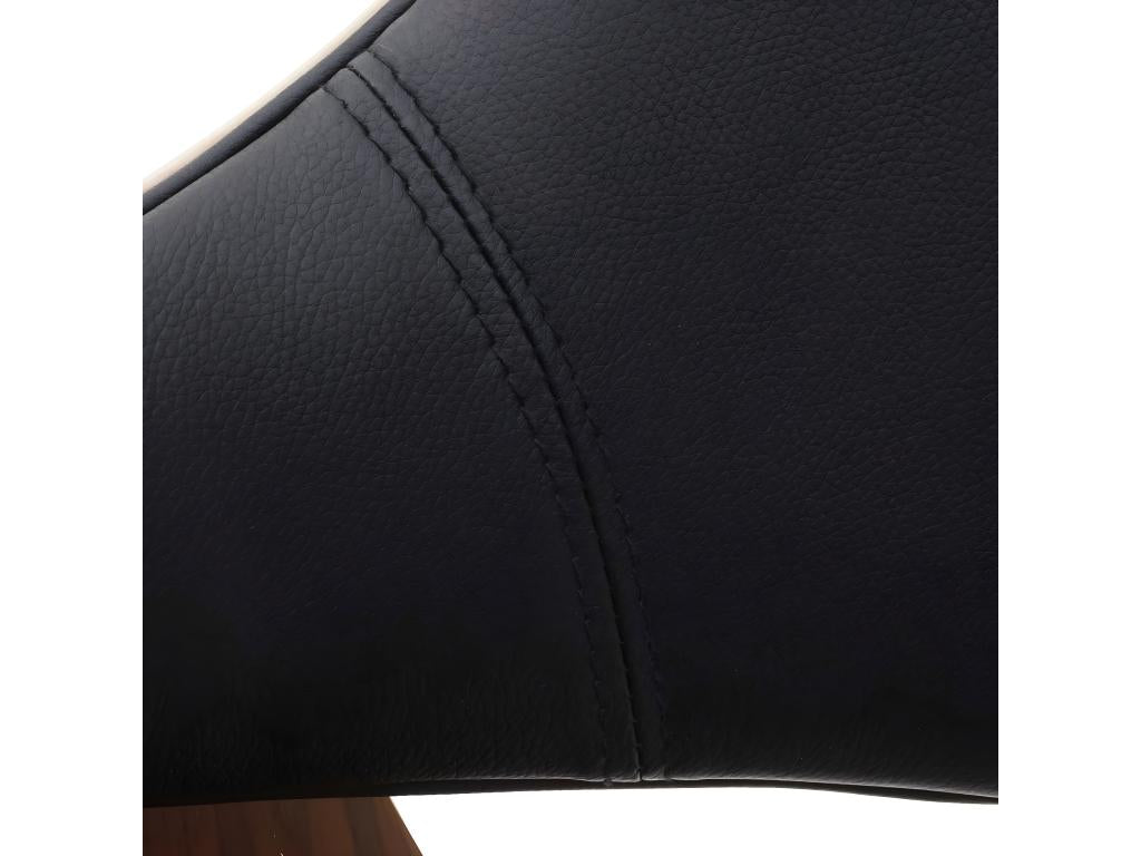 Meubiana-D23 Dining Chair, Retro Design Chair with Backrest - Black Faux Leather