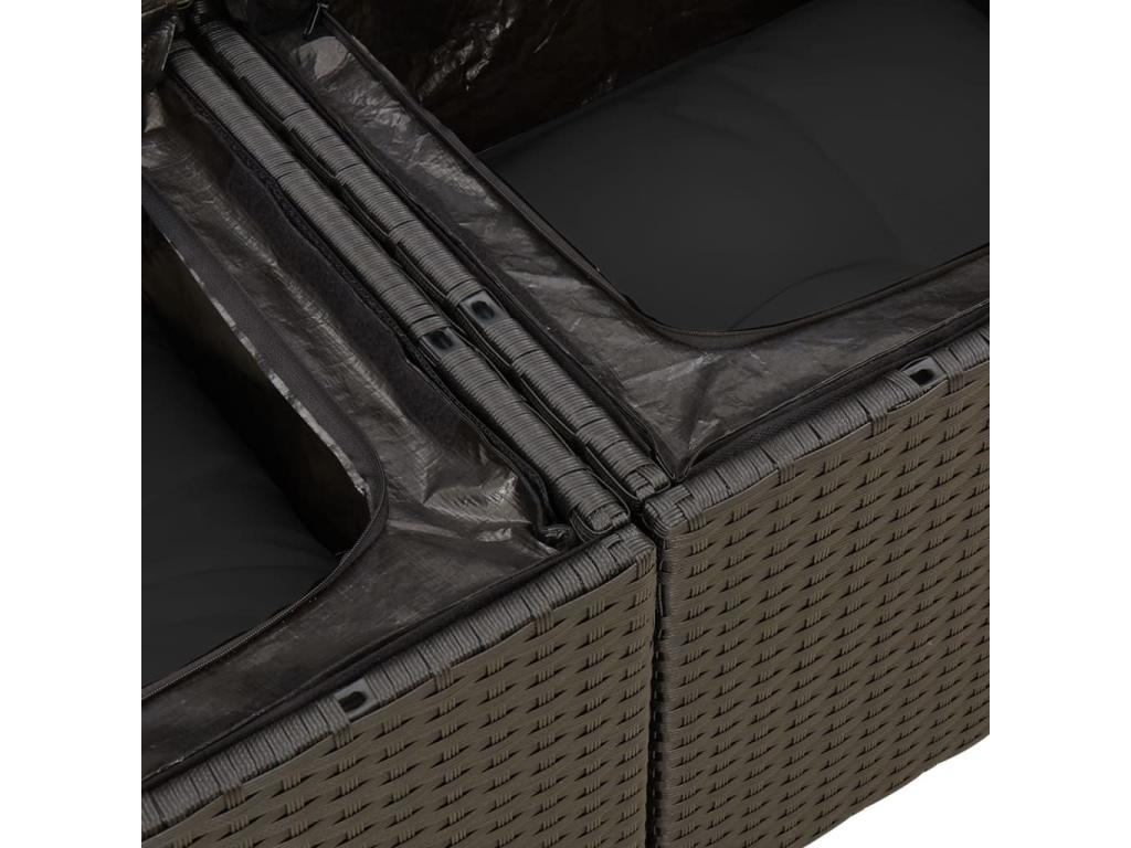 9-piece garden furniture set with cushions, black wicker resin QIWH88457