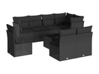 9-piece garden furniture set with cushions, black resin wicker VIYV71984