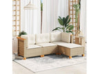 Garden furniture set with cushions, 4 pieces, beige woven resin