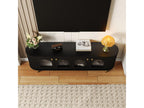 TV stand with 4 doors - 170x35x55 cm - LEDs - MDF and gold metal legs - Black LNZI69649