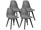 Set of 4 Brevik Plastic Chairs 83x54x48 cm Grey Black Meubiana