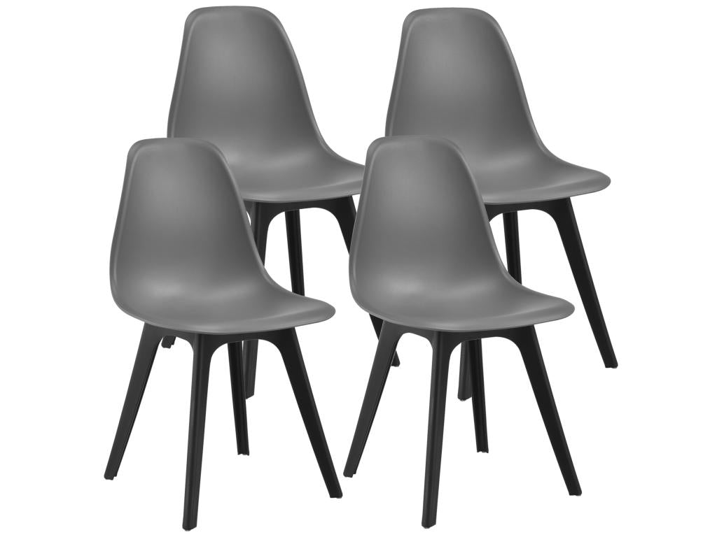 Set of 4 Brevik Plastic Chairs 83x54x48 cm Grey Black Meubiana