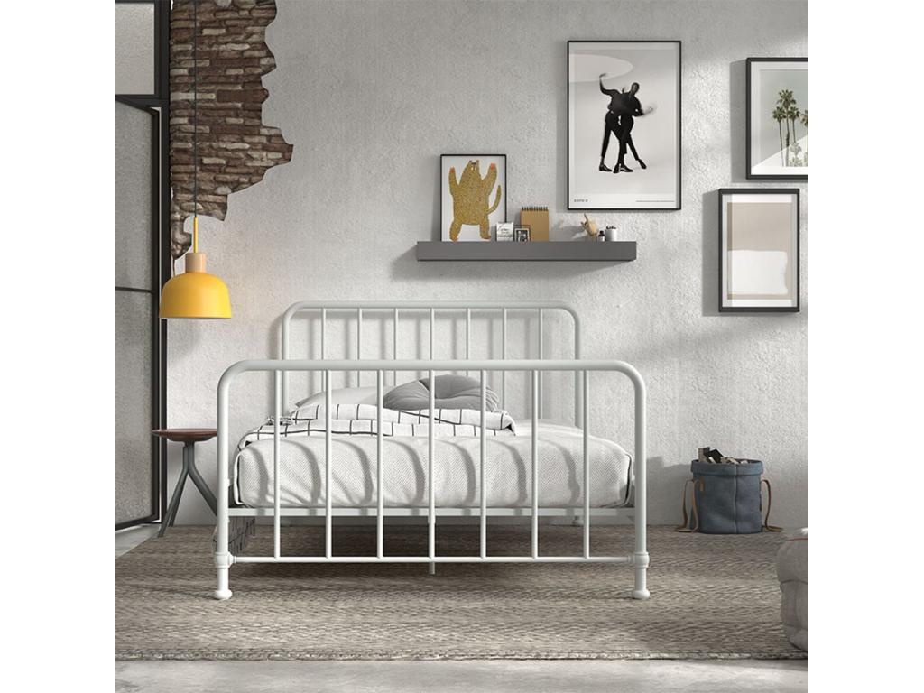 Laviecasa - 140x200cm White Powder-Coated Metal Cot BUVY45012