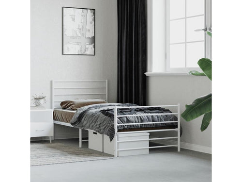 Metal bed frame with headboard and footboard, white, 90x190 cm, RNRT45999