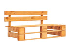 Central sofa made of honey-brown pine-impregnated garden pallet