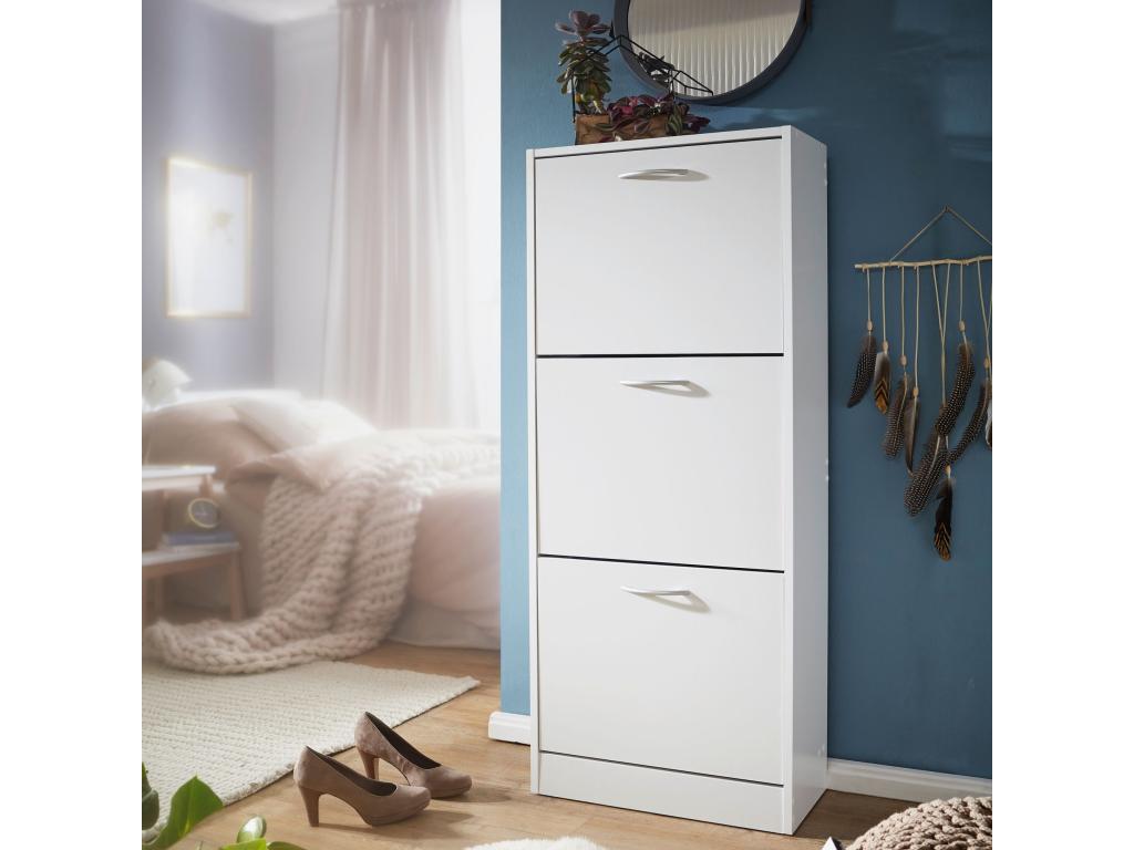 Wooden Shoe Rack 50x125x24cm White Shoe Cabinet for 18 Pairs CCXF16669