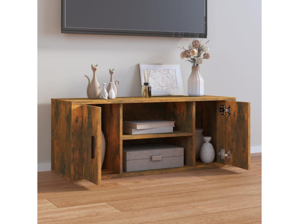 Smoked oak TV stand 100x35x40 cm Engineered wood