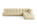 Reversible L-shaped modular corner sofa in faux leather - beige - Meubiana