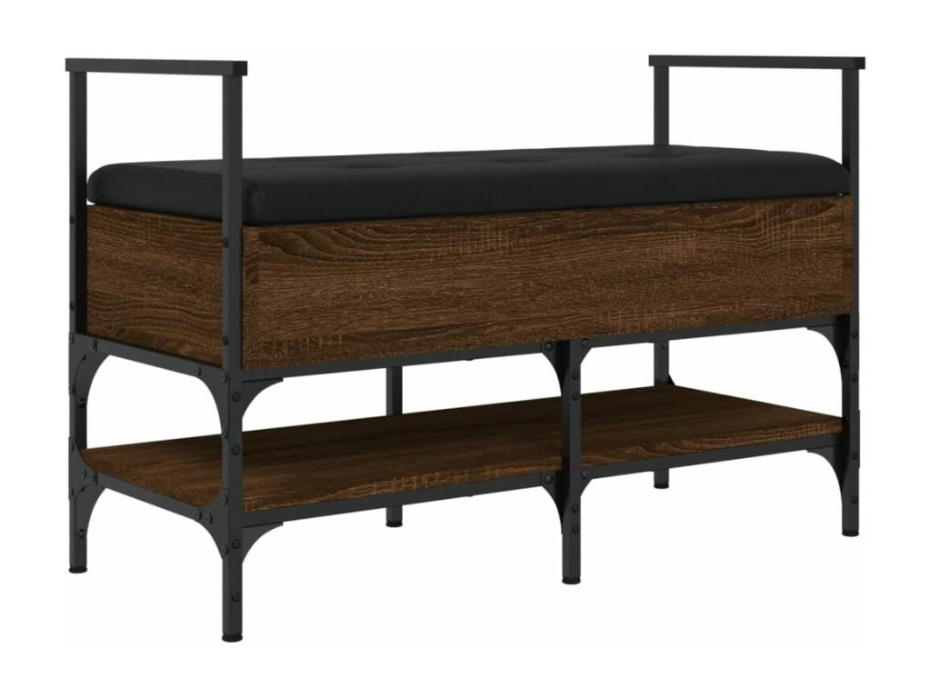 Brown oak shoe bench 85.5x42x57.5cm engineered wood QNHG16294