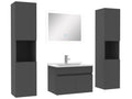 Bathroom vanity unit set 60cm single sink storage column illuminated mirror Anthracite