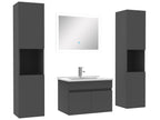 Bathroom vanity unit set 60cm single sink storage column illuminated mirror Anthracite