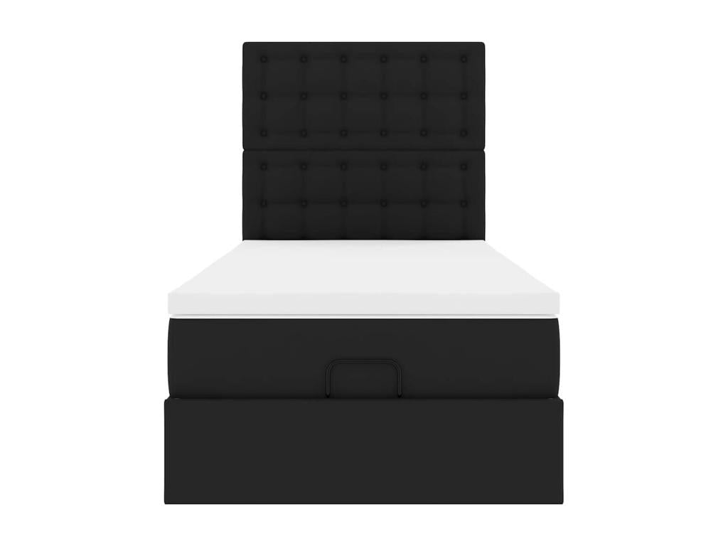 Ottoman bed frame with black 80x200 cm faux leather mattress BNLN84599