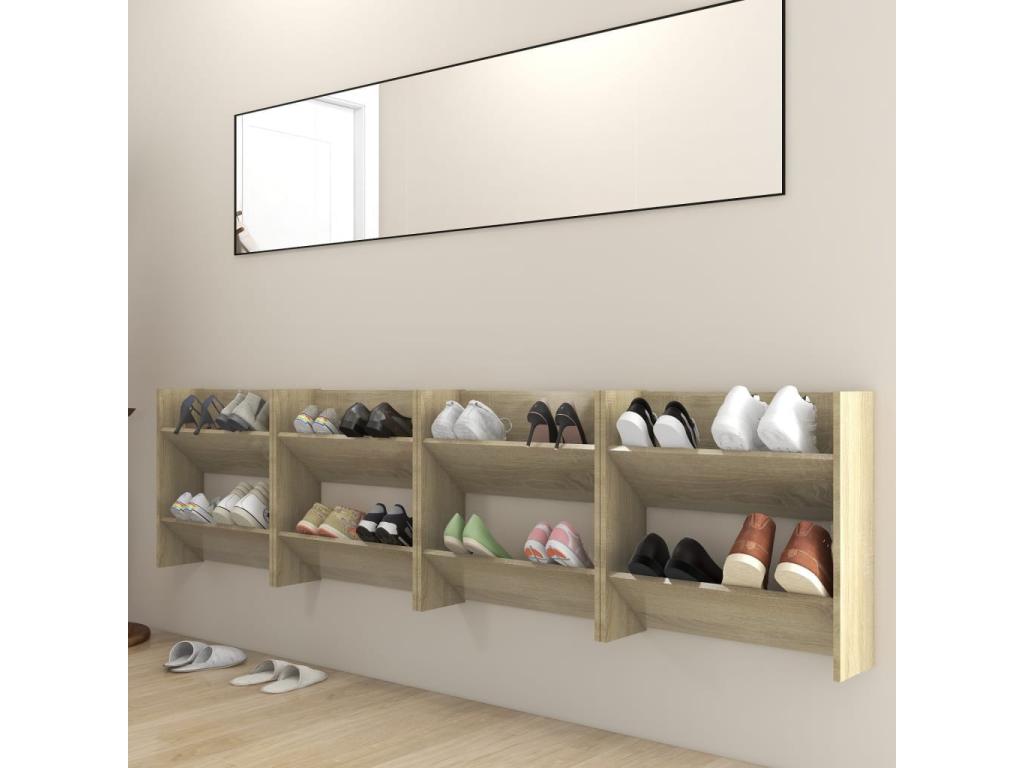 Laviecasa 4-piece wall-mounted shoe cabinets in oak, 60x18x60 cm, CEYZ16947