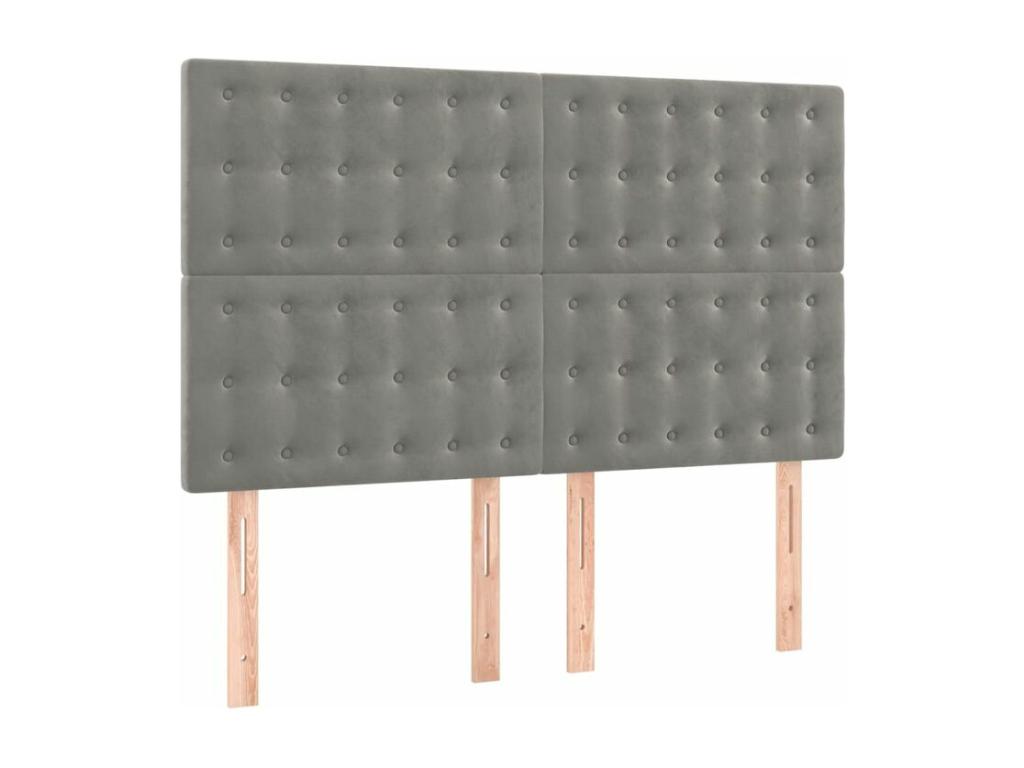 Laviecasa bed base and mattress, light grey, 140x200 cm, velvet, BMRW85320