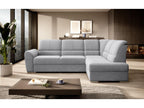 Meubiana 270cm Right-Hand Corner Convertible Sofa in Light Grey Velvet with Chrome Steel Legs
