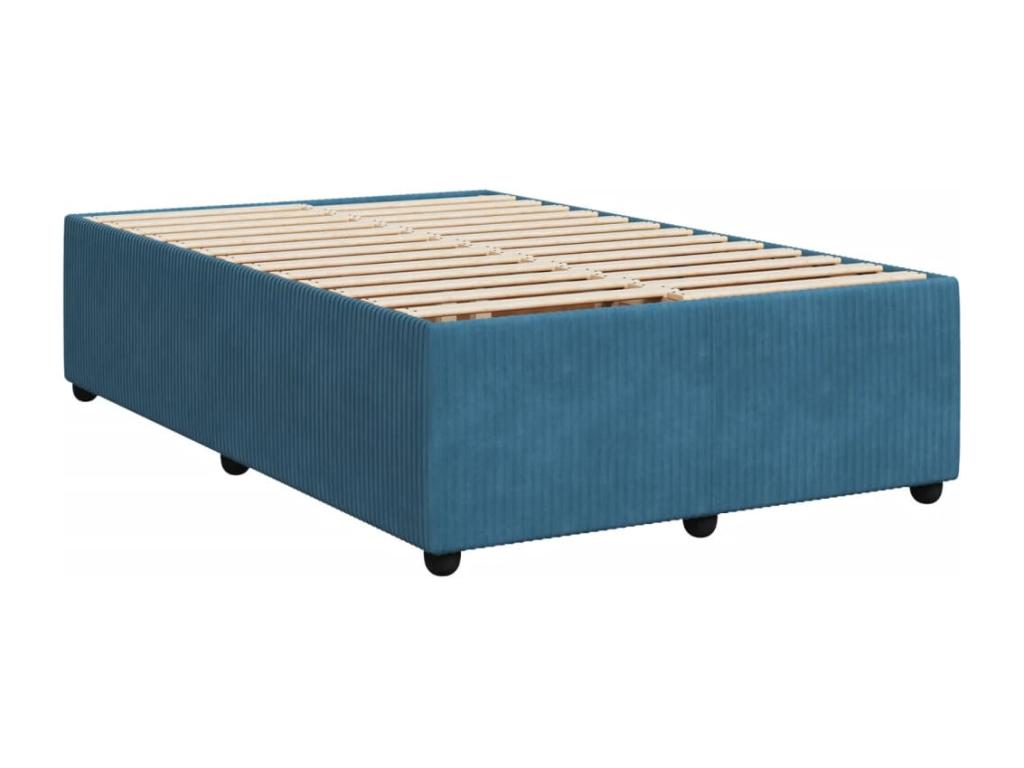 Blue velvet bed frame without mattress, 120x190 cm