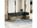 7-piece garden furniture set with cushions, grey woven resin HBZW18153