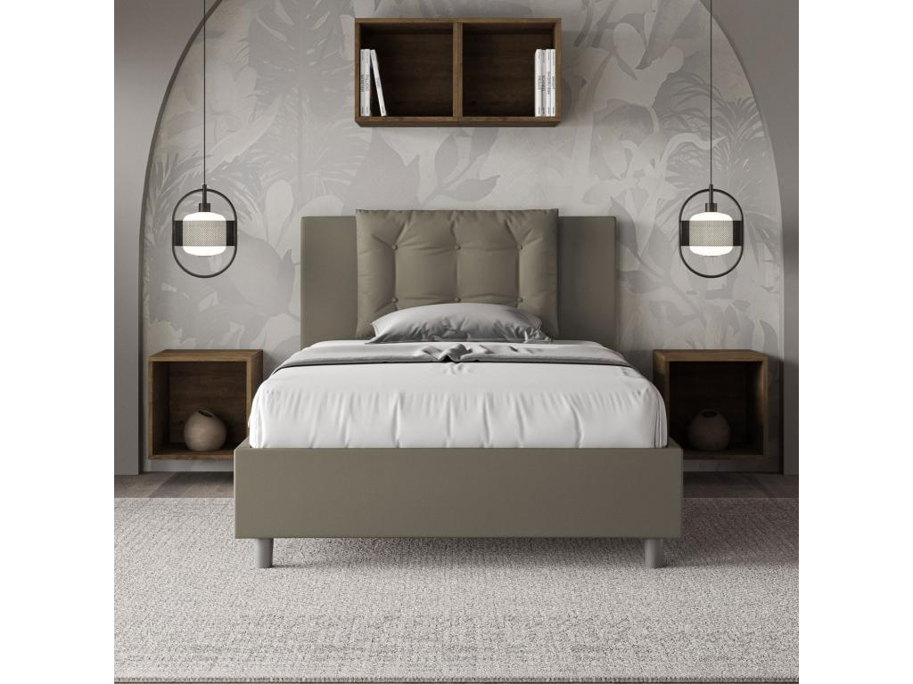 Single bed without slatted base, upholstered, 120x200 cm, cappuccino faux leather, Laviecasa JFWW68872