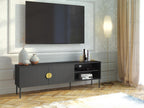TV stand with 2 doors and 2 shelves - Black and gold - Laviecasa VUKX89482