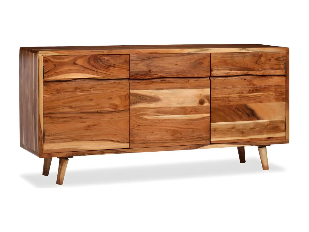 Solid wood sideboard with carved doors, 160x40x75 cm