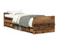 Bed frame without mattress, aged wood, 100x200 cm, engineered wood