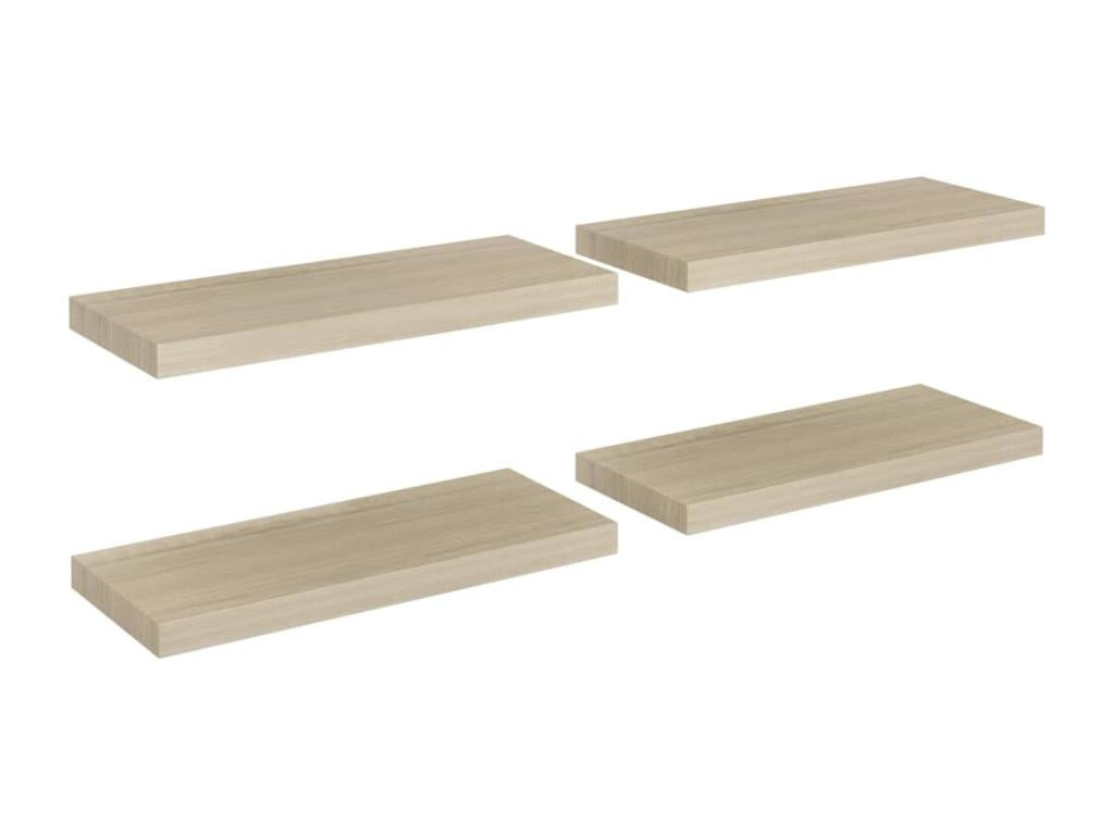 Floating wall shelves, 4 pcs, oak, 60x23.5x3.8 cm, MDF