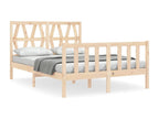 Bed frame with solid wood double headboard