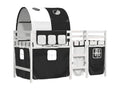 Children's loft bed and tunnel, white/black, 90x190 cm, solid pine
