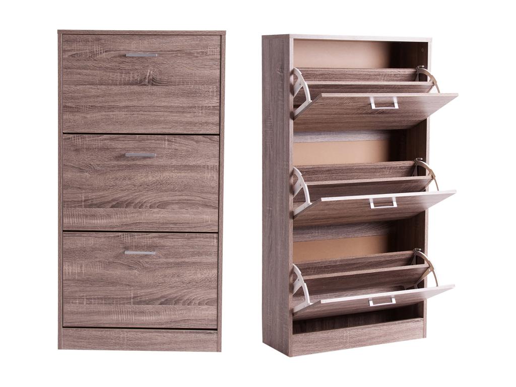 Brown MDF wooden shoe rack 60x24x117 cm MISC25335