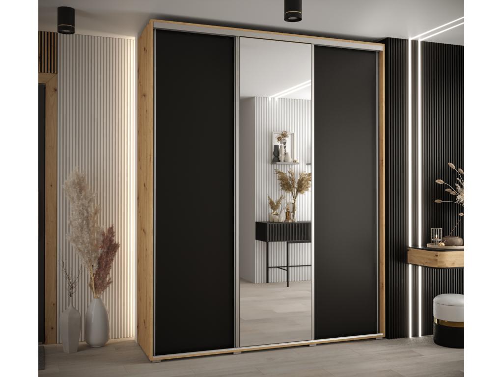 Laviecasa 3-Door Sliding Wardrobe 235.2/190/60 3 Doors Laviecasa/Black/Silver SGXL03793