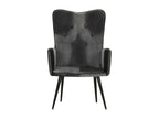 Wingback chair, black and grey, genuine leather, ELFC14146