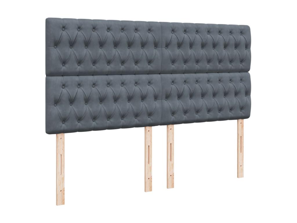 Meubiana bed base and mattress, Dark Grey 200x200cm Velvet