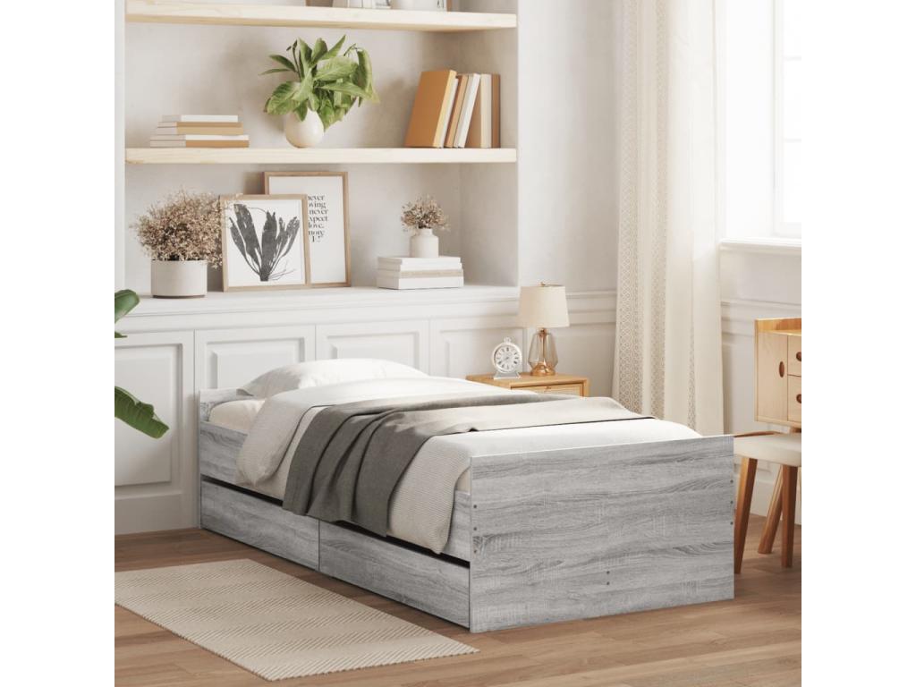 Laviecasa bed frame with drawers, grey, 100x200 cm SKBH80438