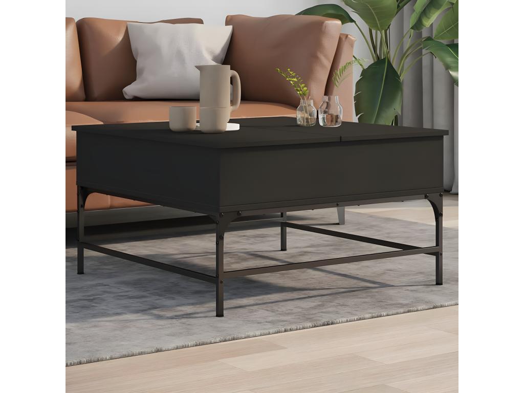 Black coffee table 80x80x45 cm engineered wood and metal KATZ39968